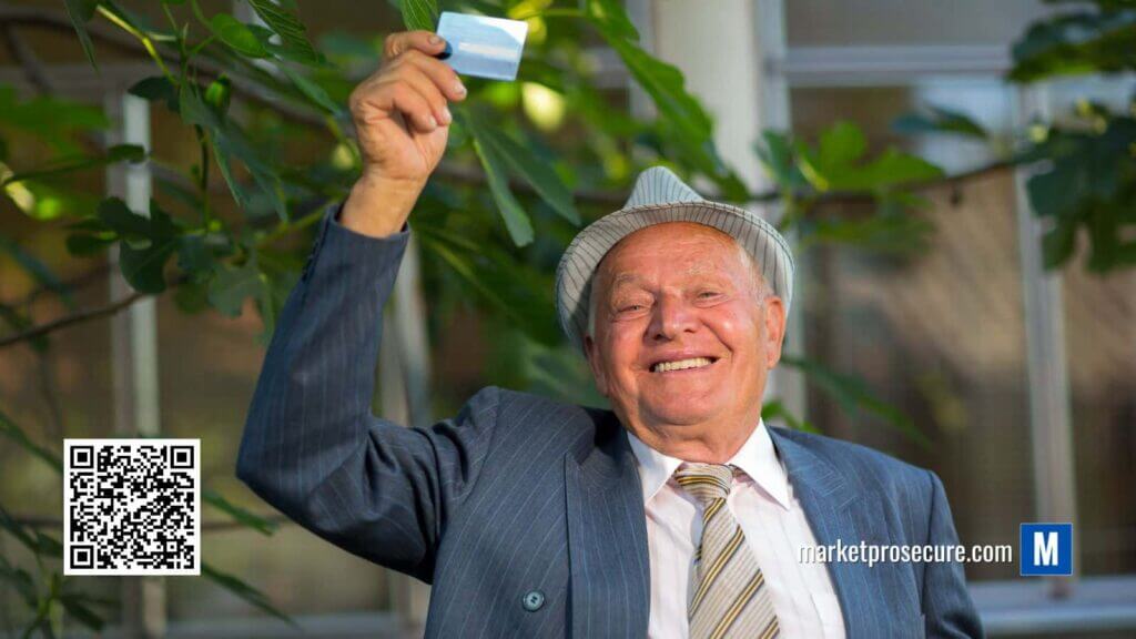 Picture this: an elderly gentleman, sharp in a gray suit and hat, exuding both wisdom and confidence as he holds up a credit card - your gateway to mastering the Controversial Guide to Credit Cards. Standing against a backdrop of vibrant greenery and urban architecture, he's the epitome of adept financial navigation. Notice the QR code strategically placed alongside "marketprosecure.com" in the corners, subtly signaling an invitation to elevate your financial acumen. Get ready to optimize your credit card strategy - it’s time to explore deeper insights into personal finance success!.